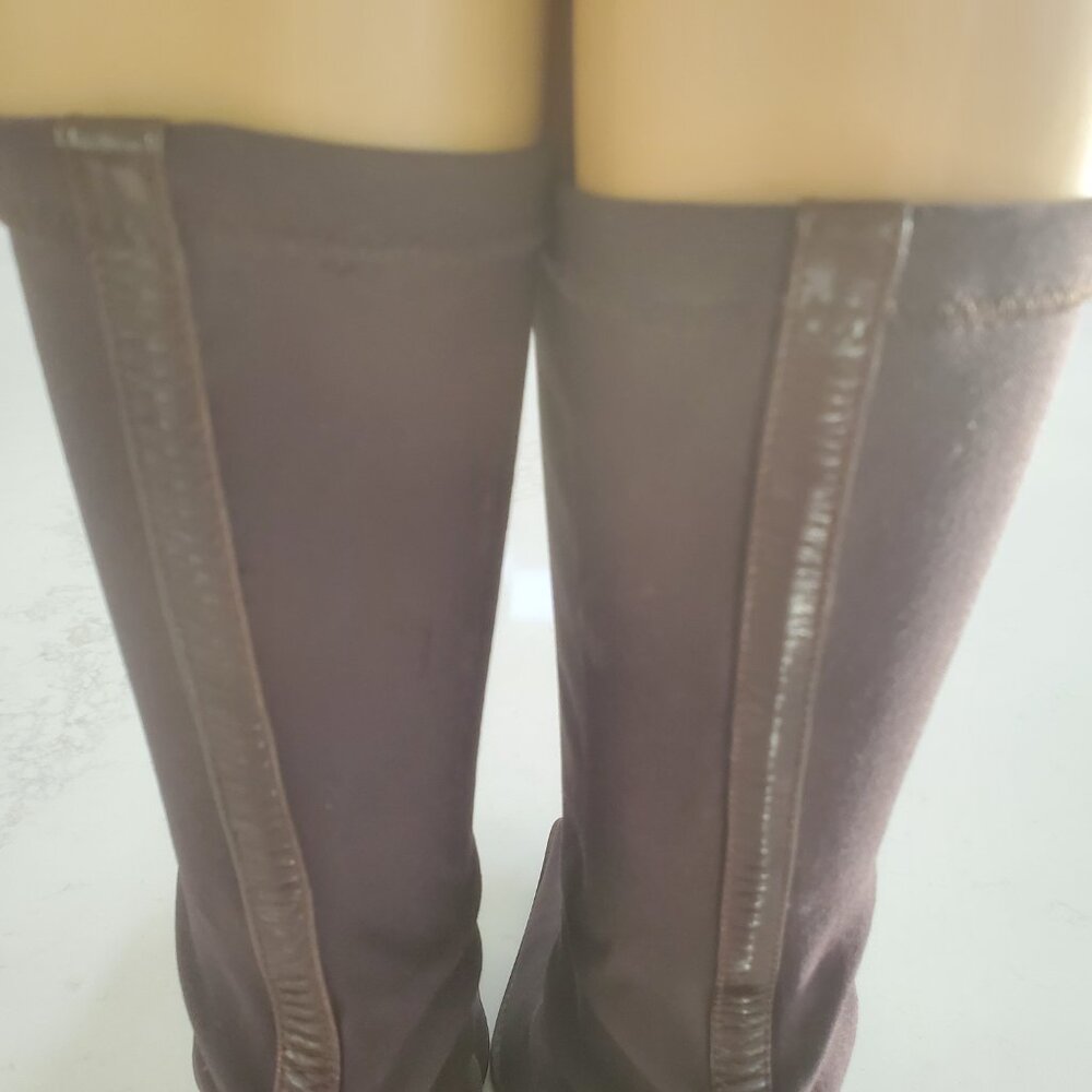 Martinez Valero Women's Dark Brown Stretch Pull On Boots Back Leather Trim 9.5 - Picture 11 of 16